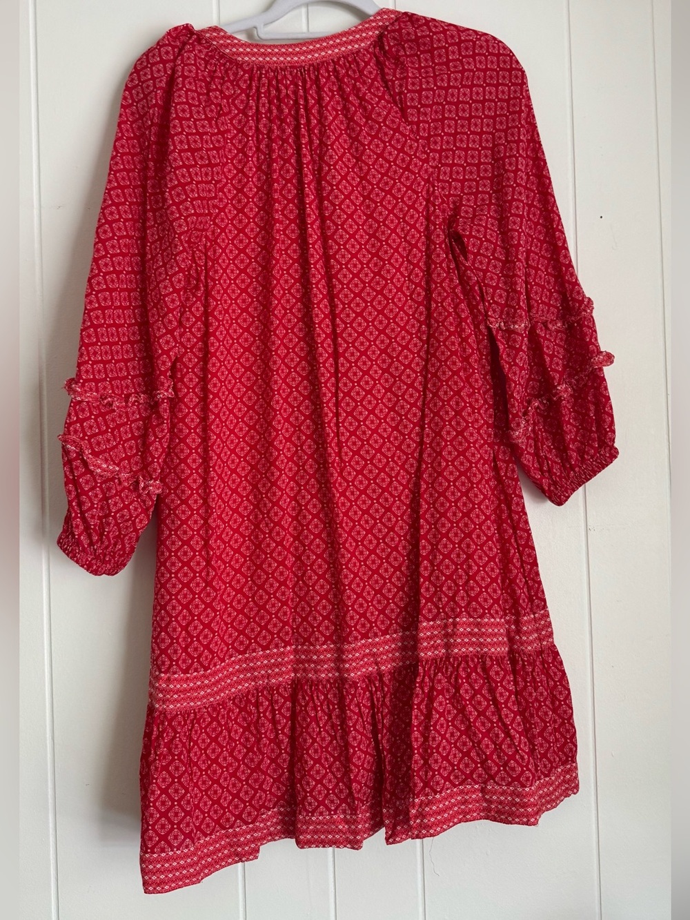 Vineyard Vines Chelsea Geo Tile Dress Red Boho Tassel Lined Size Small - Picture 3 of 6